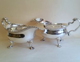 Pair of George II silver sauceboats