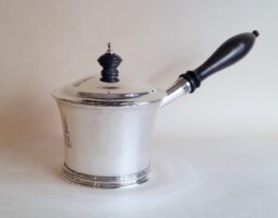 George III silver brandy pan and cover