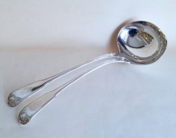 Pair of George III silver soup ladles