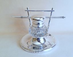 Late Victorian silver inkwell