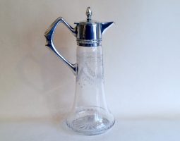 German silver and glass liqueur jug 