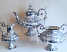 Three piece Victorian silver teaset