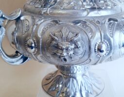 Applied 'Green Man' mask on teapot Applied silver grreen man mask