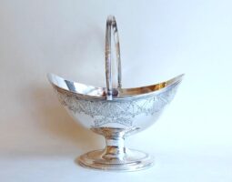 George III silver bright cut sugar basket
