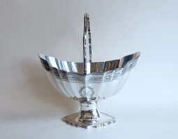 George III bright cut silver sugar basket