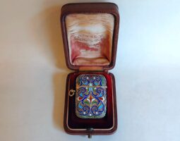 Russian silver and enamel vesta case