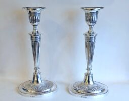 Pair of Edwardian silver candlesticks