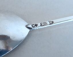 Hallmarks on stem Hallmarks on silver moor's head spoon