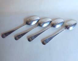 Set of four George III heron back teaspoons $ George III silver heron back teaspoons