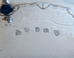 Newcastle hallmarks on reverse of silver waiter