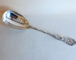 Victorian silver 'Stag Hunt' pattern serving spoon