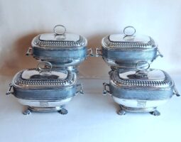 Set of Four George III silver sauce tureens