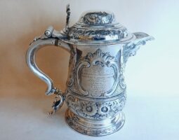 Inscription on spouted George II tankard George II silver tankard with later spout