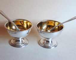 Pair of Victorian silver salts and spoons