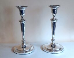Pair of George III silver candlesticks
